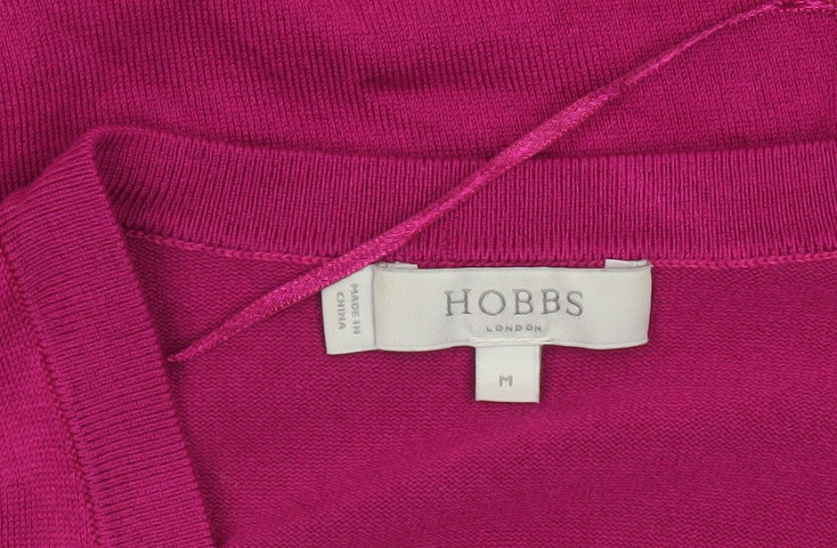 Hobbs Women Pink Medium Open Front 3/4 Sleeve Cardigan