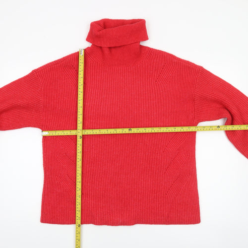 Marks and Spencer Women’s Red Roll Neck Ribbed Jumper Size M
