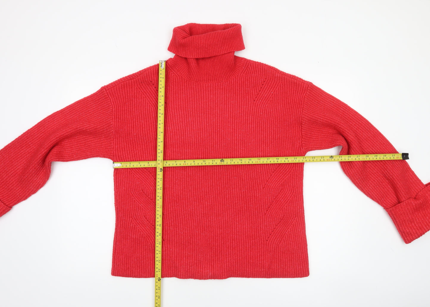 Marks and Spencer Women’s Red Roll Neck Ribbed Jumper Size M