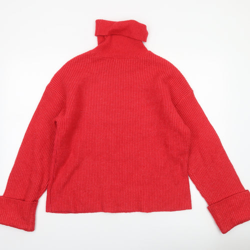 Marks and Spencer Women’s Red Roll Neck Ribbed Jumper Size M