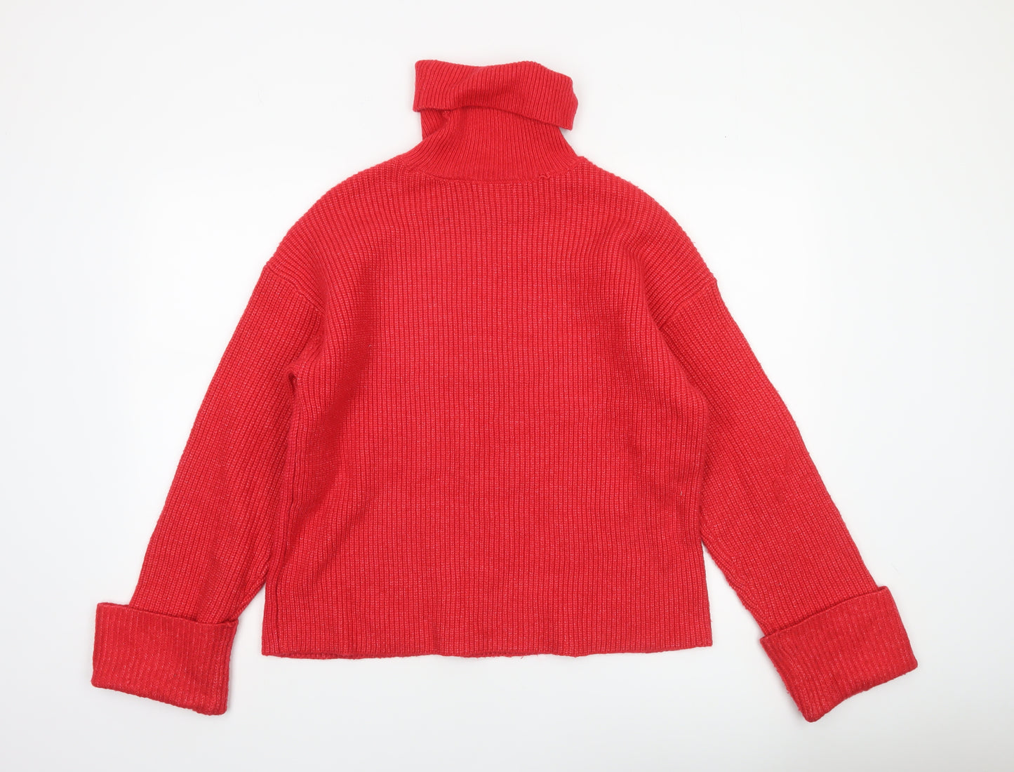 Marks and Spencer Women’s Red Roll Neck Ribbed Jumper Size M