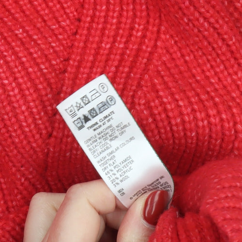 Marks and Spencer Women’s Red Roll Neck Ribbed Jumper Size M