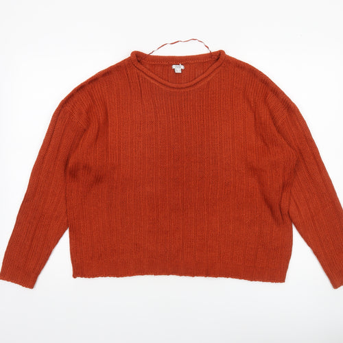 OVS Women’s Orange Chunky Knit Acrylic Jumper Size 12
