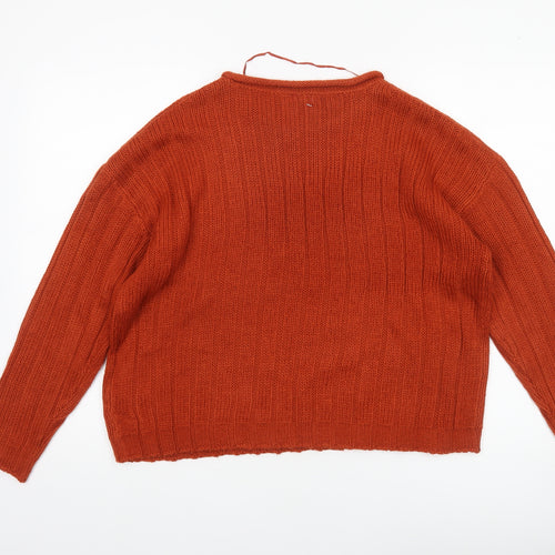 OVS Women’s Orange Chunky Knit Acrylic Jumper Size 12