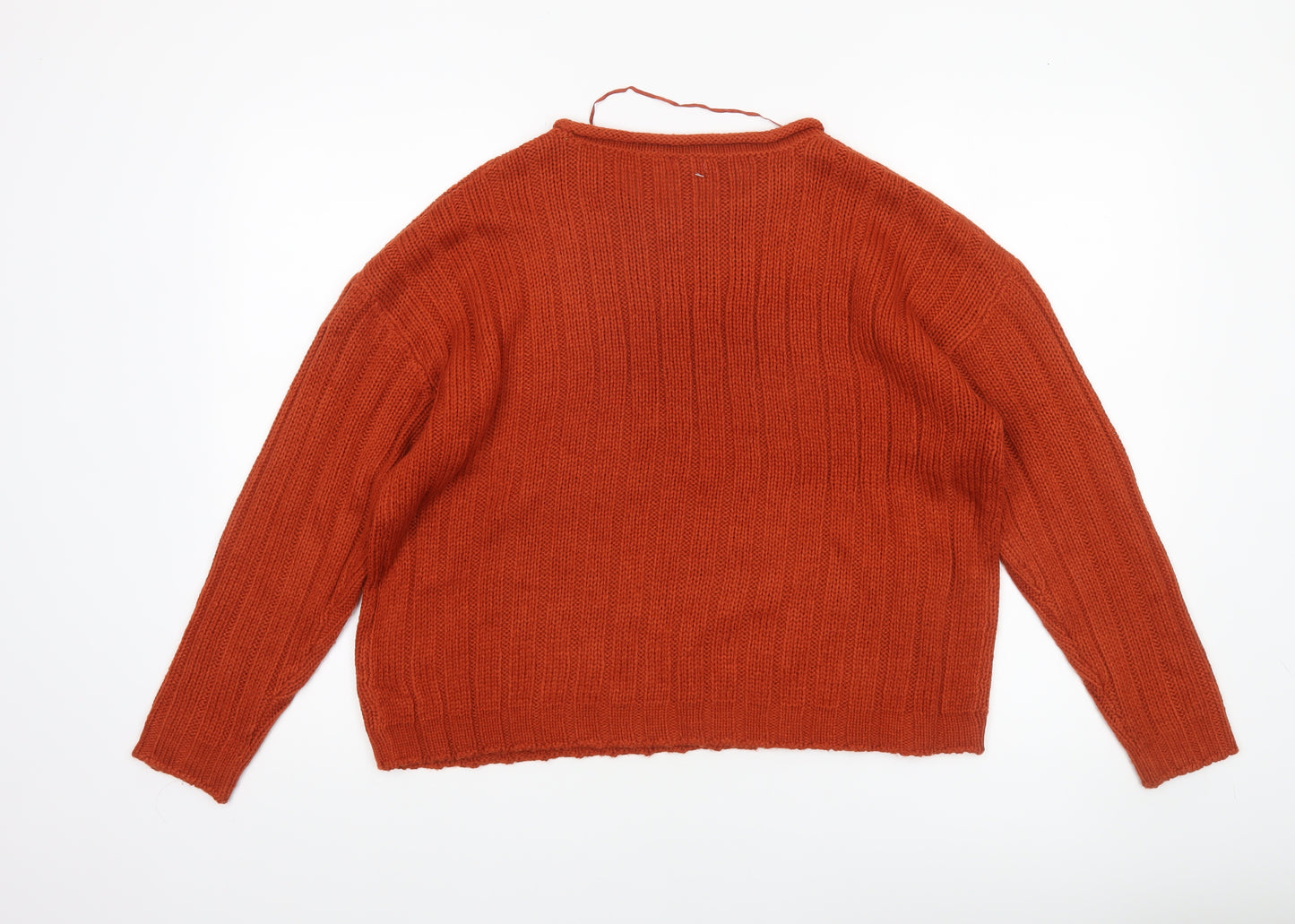 OVS Women’s Orange Chunky Knit Acrylic Jumper Size 12