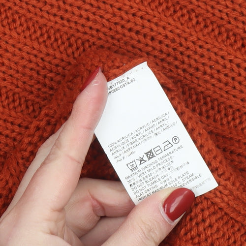 OVS Women’s Orange Chunky Knit Acrylic Jumper Size 12