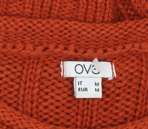 OVS Women’s Orange Chunky Knit Acrylic Jumper Size 12