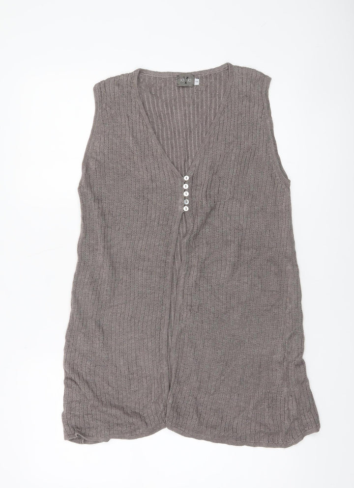 JO-Y-JO Women's Grey Linen Knit Sleeveless Vest S