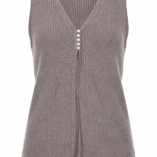 JO-Y-JO Women's Grey Linen Knit Sleeveless Vest S