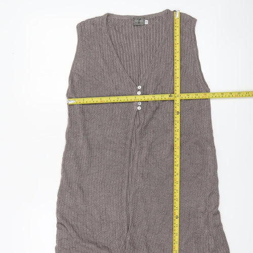 JO-Y-JO Women's Grey Linen Knit Sleeveless Vest S