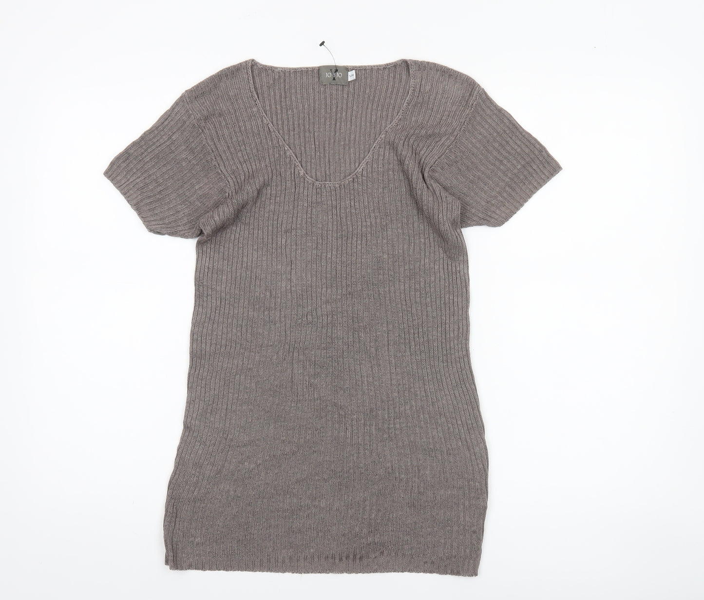 JO-Y-JO Women’s Brown Knit Short Sleeve Linen Rayon Top S/M
