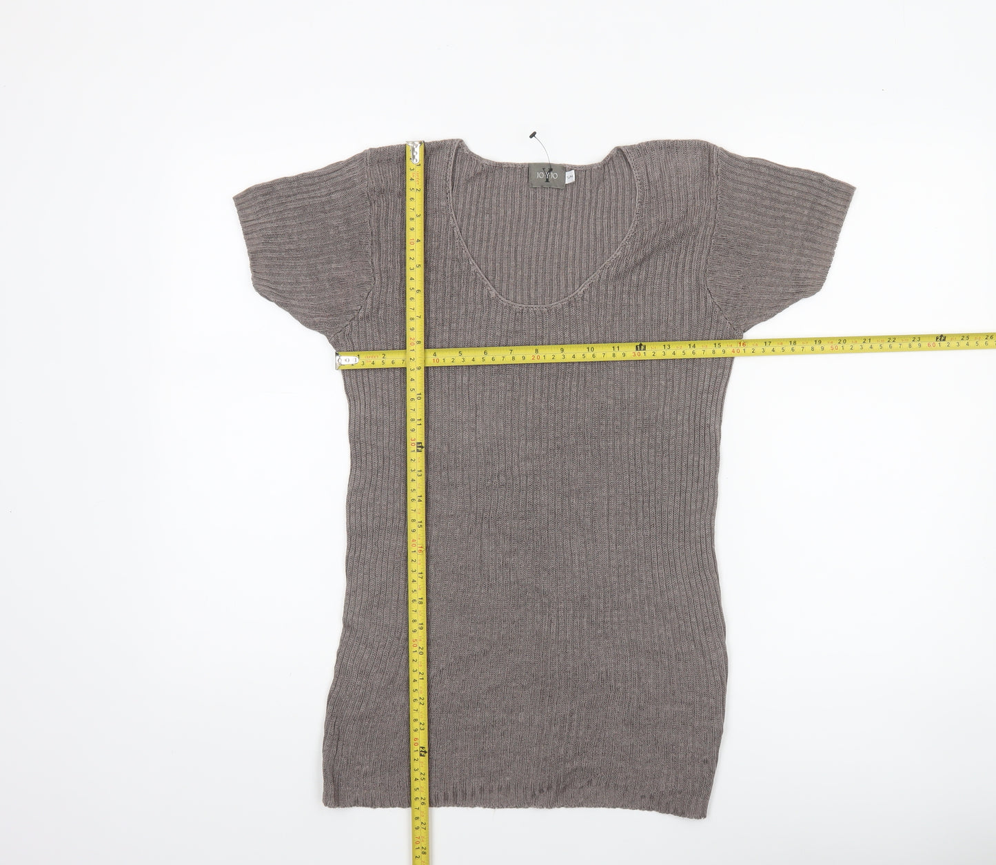 JO-Y-JO Women’s Brown Knit Short Sleeve Linen Rayon Top S/M