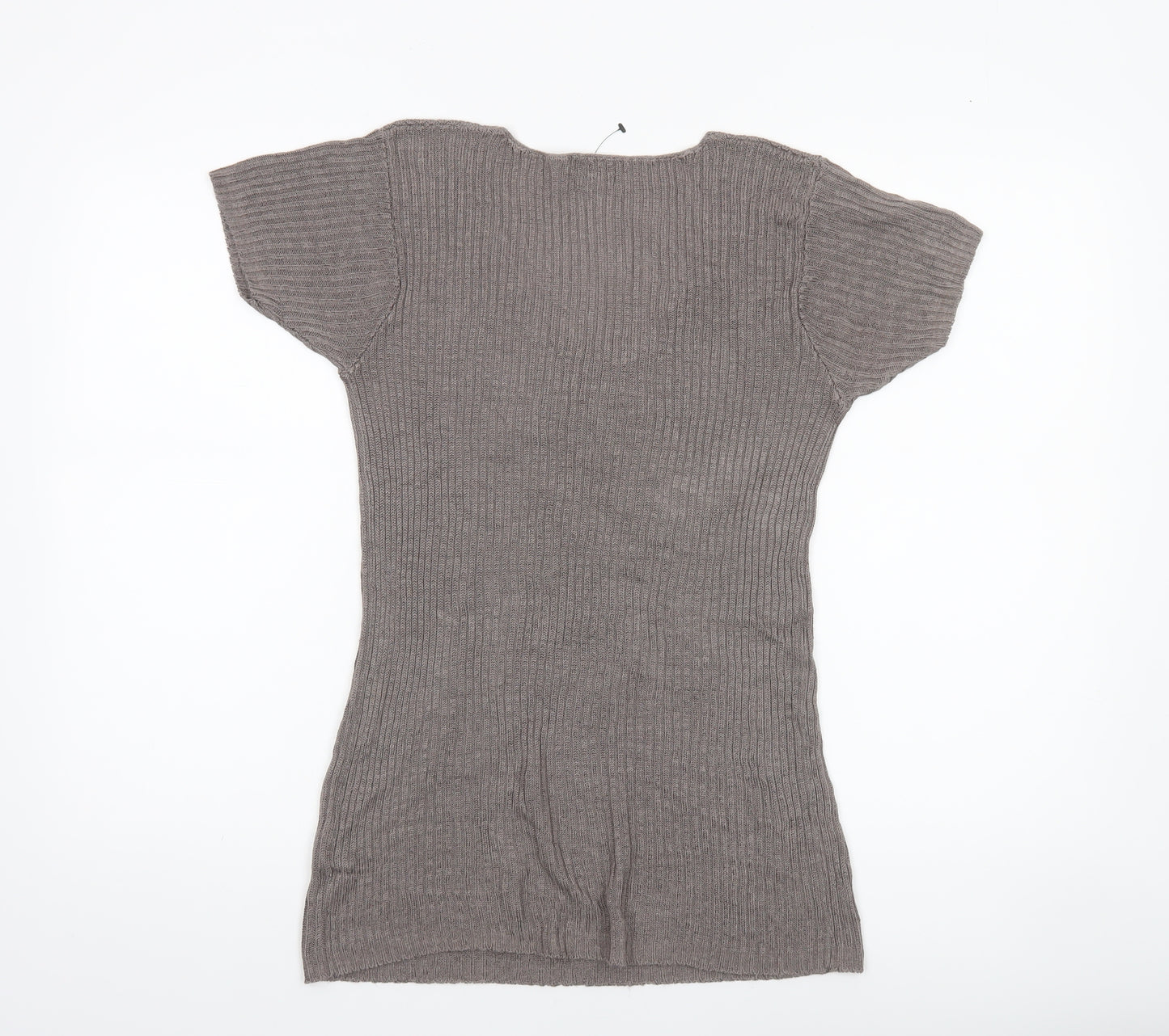JO-Y-JO Women’s Brown Knit Short Sleeve Linen Rayon Top S/M