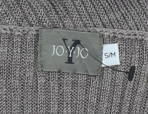 JO-Y-JO Women’s Brown Knit Short Sleeve Linen Rayon Top S/M