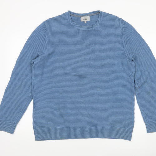 Marks and Spencer Men’s Blue Cotton Pullover Jumper L Tailored Fit