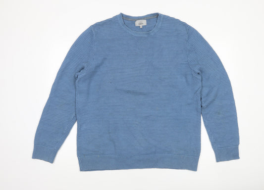 Marks and Spencer Men’s Blue Cotton Pullover Jumper L Tailored Fit
