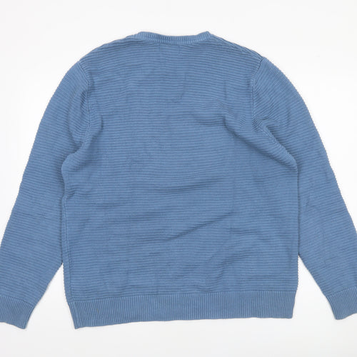 Marks and Spencer Men’s Blue Cotton Pullover Jumper L Tailored Fit