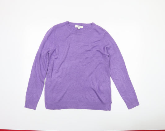 Marks and Spencer Women Purple Size 12 Crew Neck Acrylic Jumper