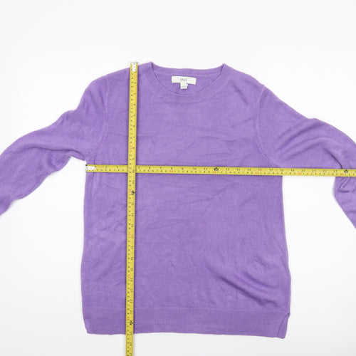 Marks and Spencer Women Purple Size 12 Crew Neck Acrylic Jumper