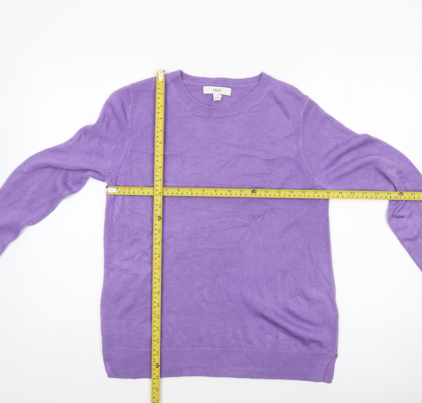 Marks and Spencer Women Purple Size 12 Crew Neck Acrylic Jumper