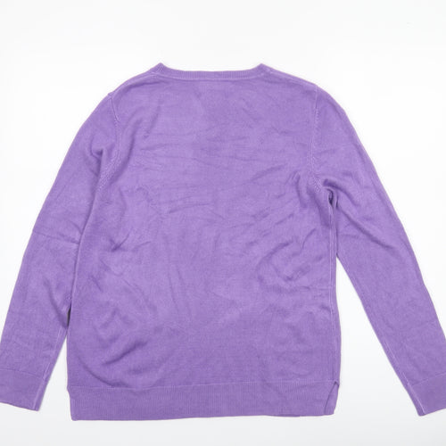 Marks and Spencer Women Purple Size 12 Crew Neck Acrylic Jumper