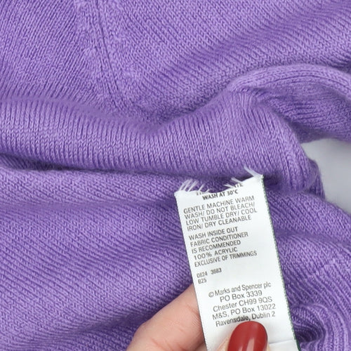 Marks and Spencer Women Purple Size 12 Crew Neck Acrylic Jumper
