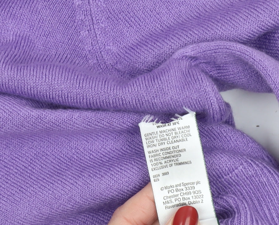 Marks and Spencer Women Purple Size 12 Crew Neck Acrylic Jumper