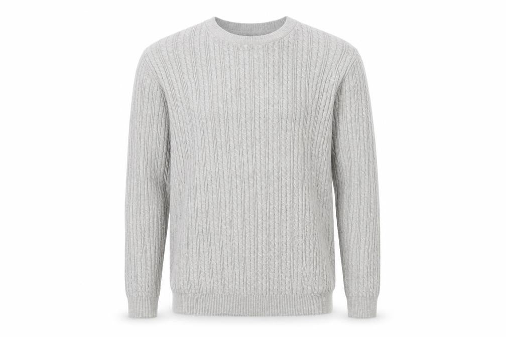 Front view of ASOS Men’s Grey Cable Knit Cotton Acrylic jumper L