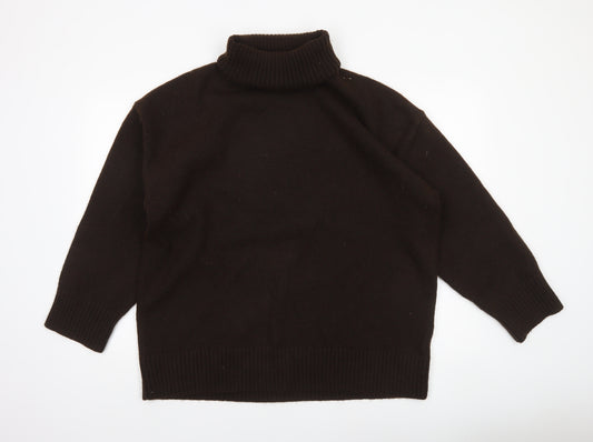 Monki Women Brown Roll Neck Knit Jumper Size M Long Sleeve