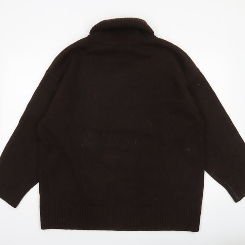 Monki Women Brown Roll Neck Knit Jumper Size M Long Sleeve
