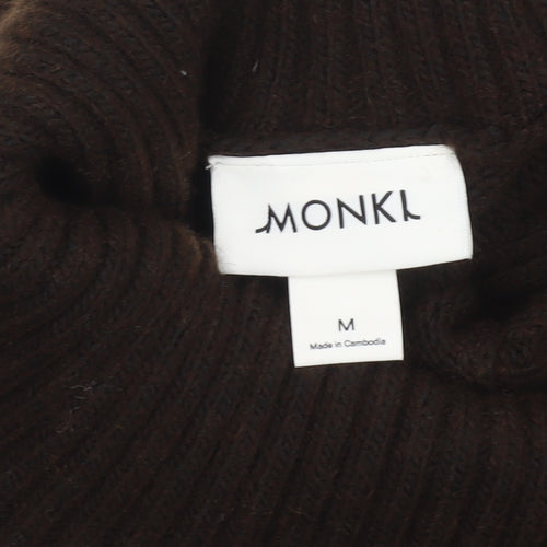 Monki Women Brown Roll Neck Knit Jumper Size M Long Sleeve