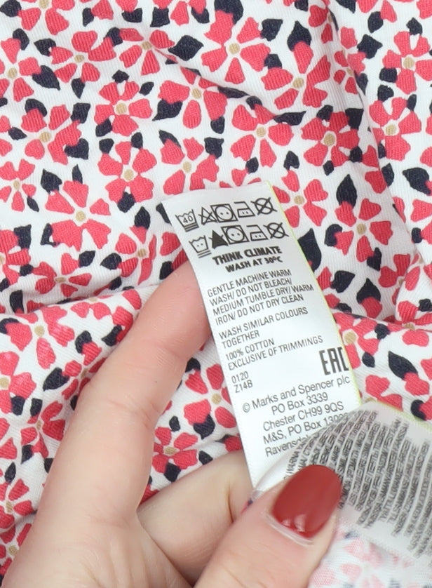 Marks and Spencer Women’s Multicoloured Floral Cotton T-Shirt Size 14