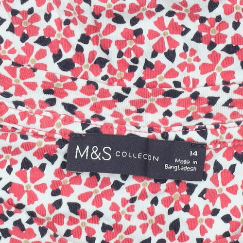 Marks and Spencer Women’s Multicoloured Floral Cotton T-Shirt Size 14