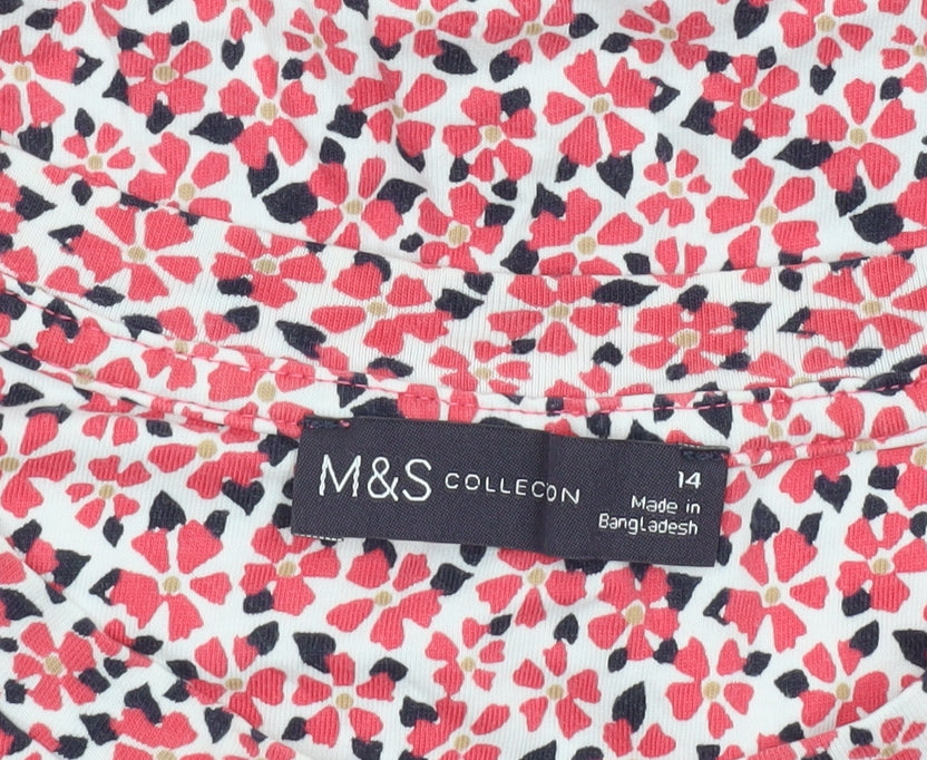 Marks and Spencer Women’s Multicoloured Floral Cotton T-Shirt Size 14