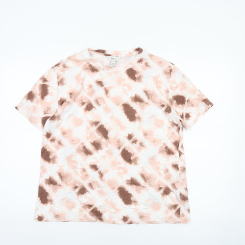 Marks and Spencer Womens Pink Brown Tie Dye Cotton T-Shirt Size 14