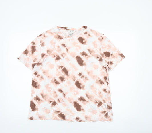 Marks and Spencer Womens Pink Brown Tie Dye Cotton T-Shirt Size 14