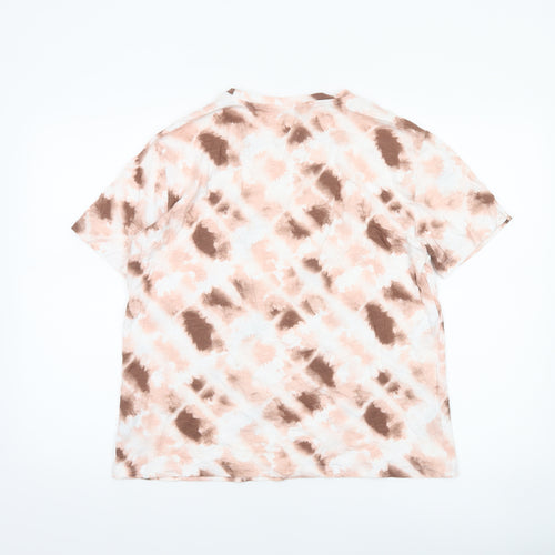 Marks and Spencer Womens Pink Brown Tie Dye Cotton T-Shirt Size 14