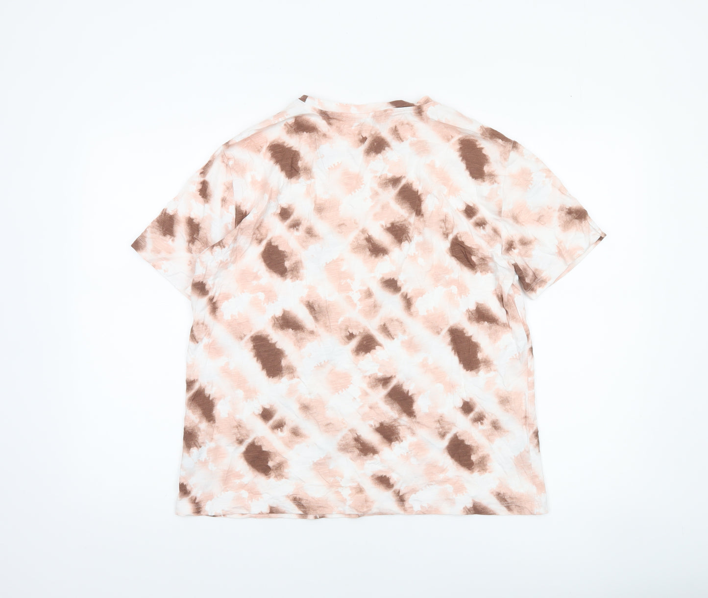 Marks and Spencer Womens Pink Brown Tie Dye Cotton T-Shirt Size 14