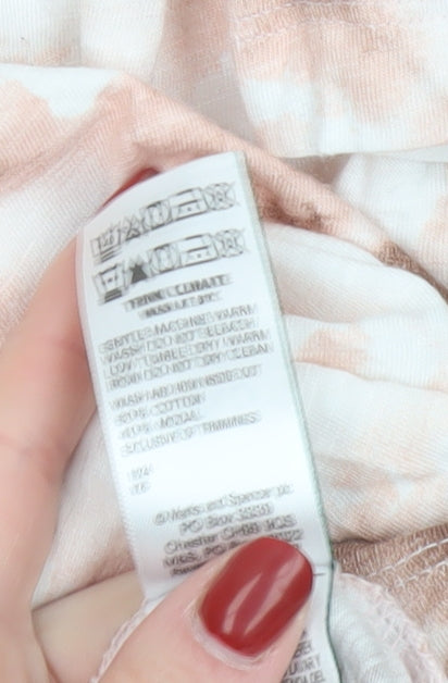 Marks and Spencer Womens Pink Brown Tie Dye Cotton T-Shirt Size 14