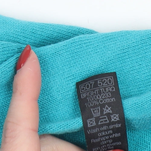 M&Co Women’s Blue Crochet Open Short Sleeve Cardigan M