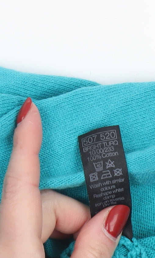 M&Co Women’s Blue Crochet Open Short Sleeve Cardigan M