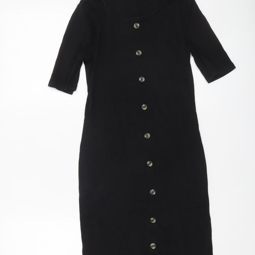 New Look Girls Black Button Front Stretch Shirt Dress 14-15 Years