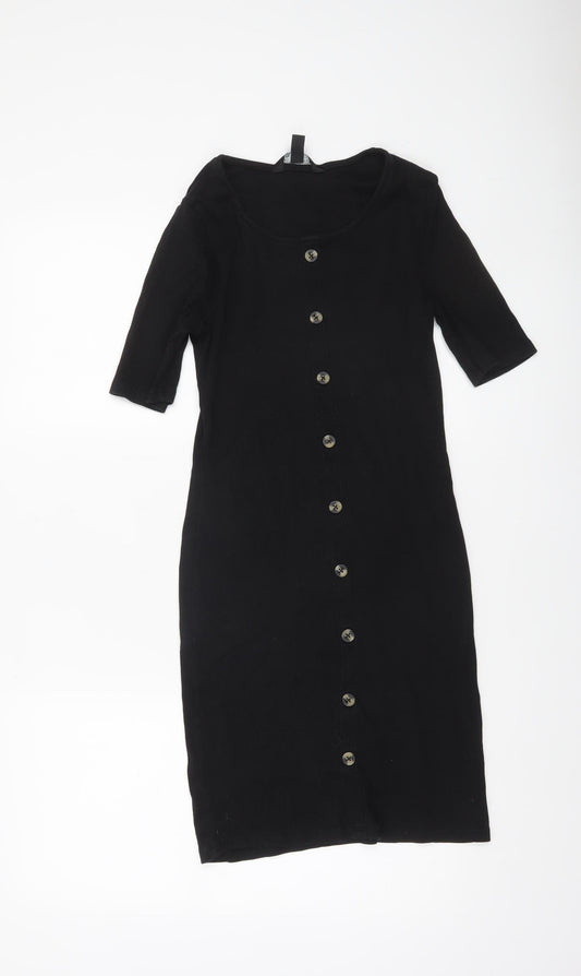 New Look Girls Black Button Front Stretch Shirt Dress 14-15 Years