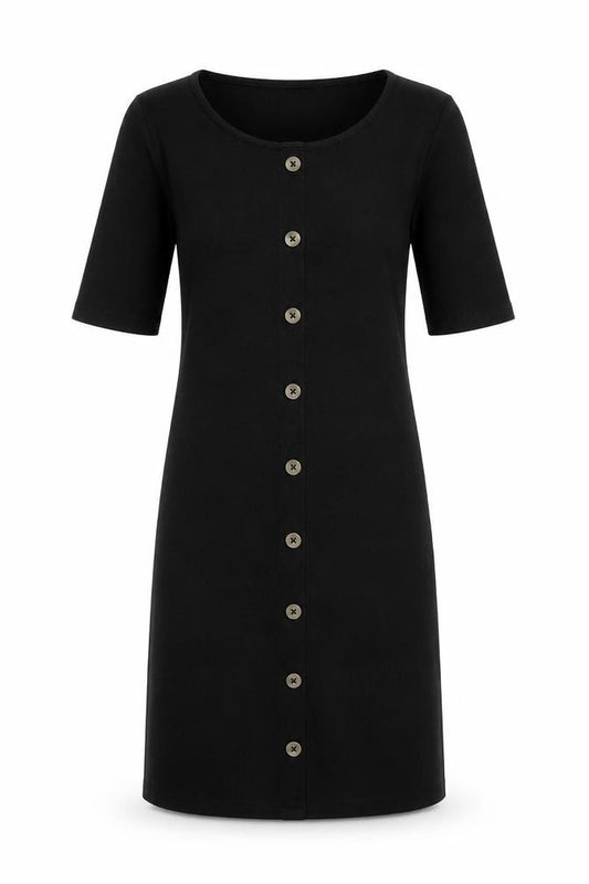 New Look Girls Black Button Front Stretch Shirt Dress 14-15 Years