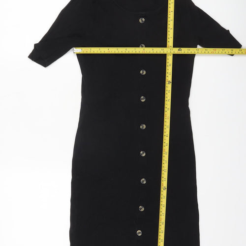 New Look Girls Black Button Front Stretch Shirt Dress 14-15 Years