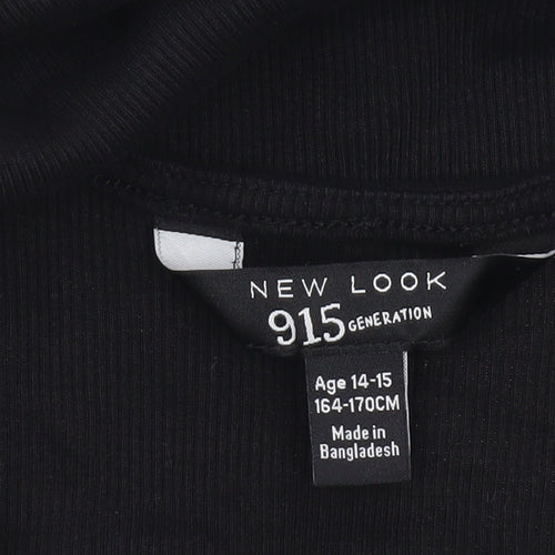 New Look Girls Black Button Front Stretch Shirt Dress 14-15 Years