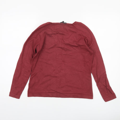 Linea Women's Red Sequin Scoop Neck Pullover Jumper Size M