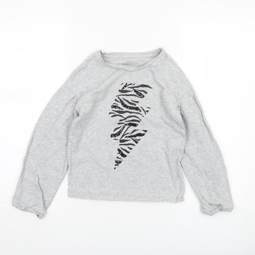John Lewis Girls Grey Long Sleeve Zebra Print Lightning Pullover Top 9 Years