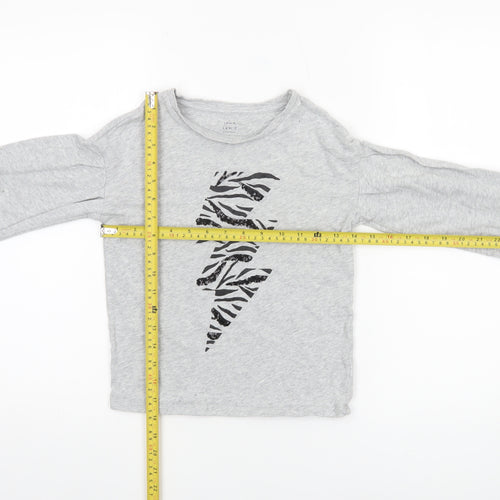 John Lewis Girls Grey Long Sleeve Zebra Print Lightning Pullover Top 9 Years