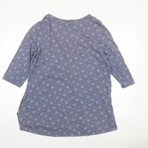 Fat Face Women's Blue Floral Tunic Blouse Size 18 Cotton 3/4 Sleeve